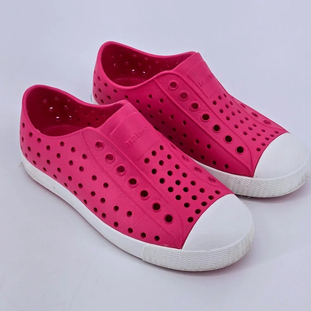 Native Shoes Kids Jefferson Hollywood Pink White Water Friendly Sneakers C12 EUC